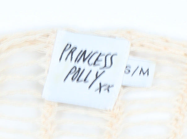 Princess Polly Women Beige Cropped Knit Long Sleeve Top S/M