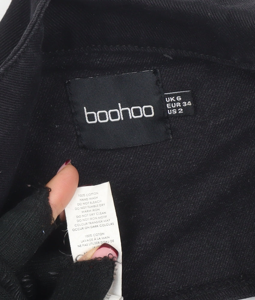 Boohoo Women’s Black Chain Detail Denim Jacket Size 6