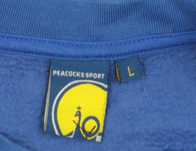 Peacocks Sport Blue Cotton Blend Women's Pullover Sweatshirt L
