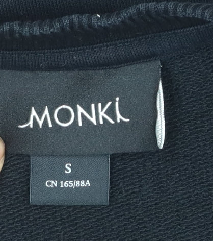 Monki Women's Black Cotton Pullover Sweatshirt Size S Relaxed Fit