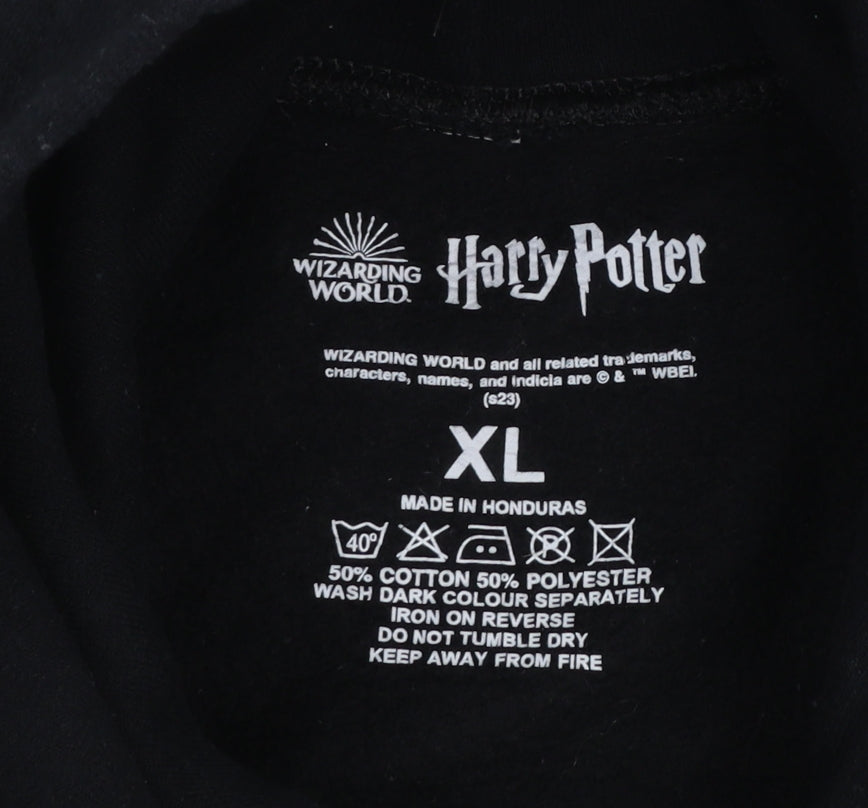 Harry Potter Boys Black Hogwarts Pullover Hoodie XL Cotton Blend