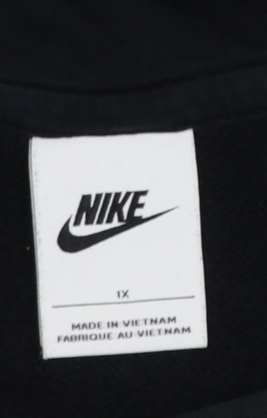 Nike Women Black Pullover Hoodie 1X Cotton Blend Logo Hoodie