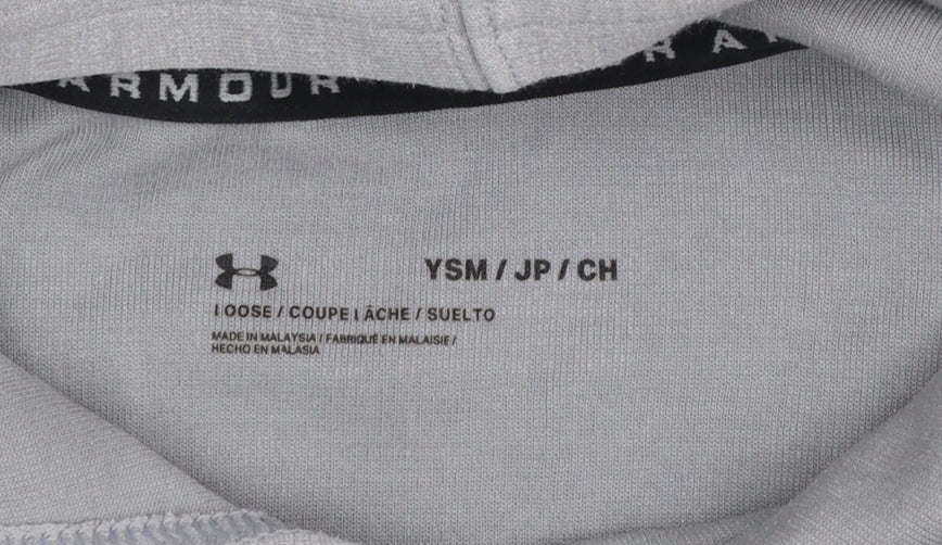 Under Armour Boys Grey Colourblock Pullover Hoodie Size Small YSM