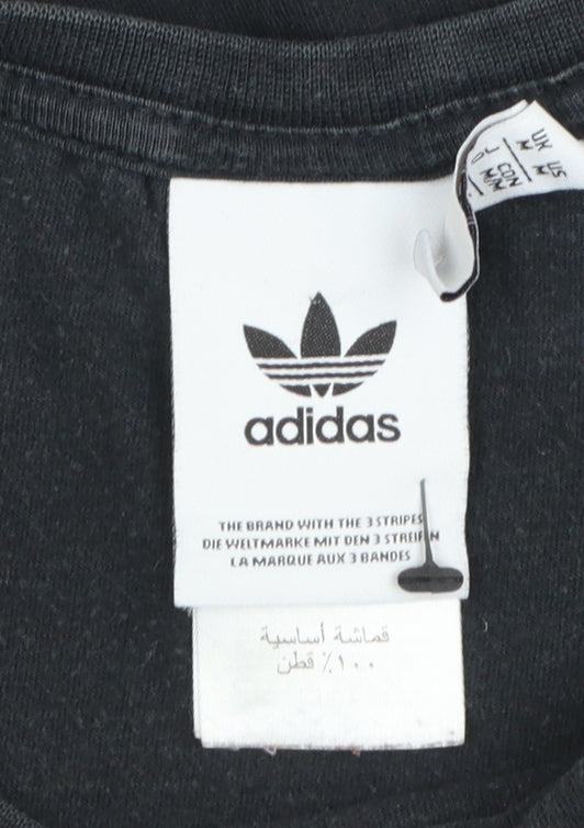 adidas Women's Black Sports Graphic Short Sleeve Cotton T-Shirt M