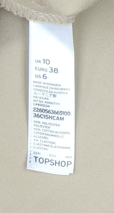 Topshop Women Beige Chino Tapered Trousers Size 10 Stretch Comfort