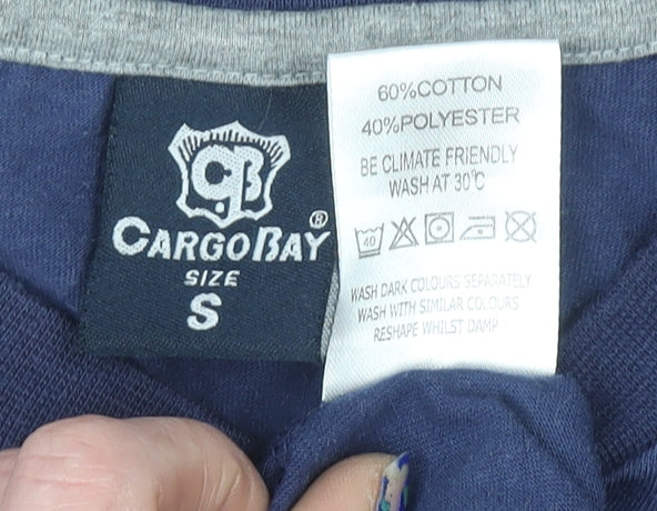 CargoBay Men's Navy Blue Crew Neck Short Sleeve Cotton Blend T-Shirt Size S