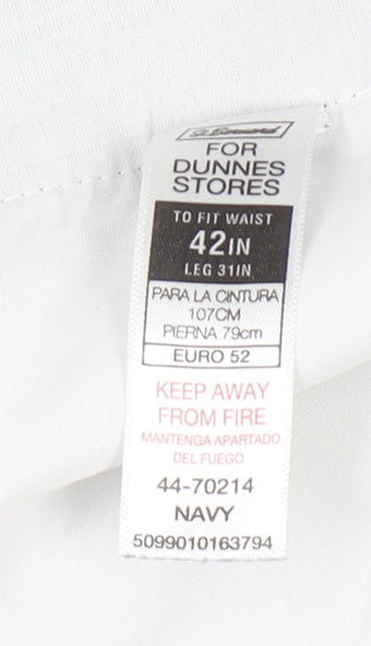 Dunnes Men's Navy 42in Regular Fit Dress Trousers