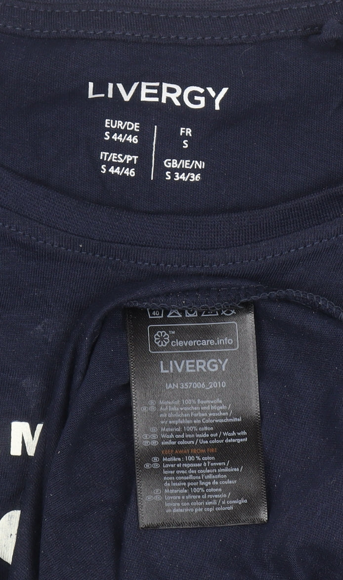 Livergy Men's Blue Long Sleeve Sport League Cotton T-Shirt Size S