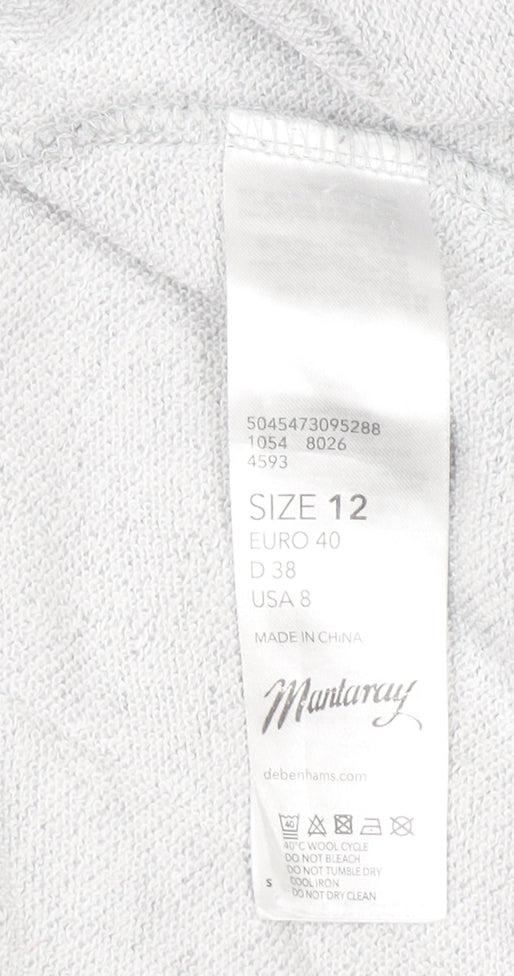 Mantaray Women's Grey Floral Embroidered Jumper Size 12