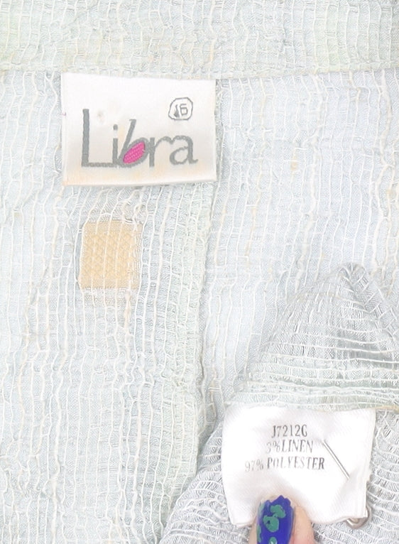 Libra Womens Blue Linen Blend Button Blazer Size 16