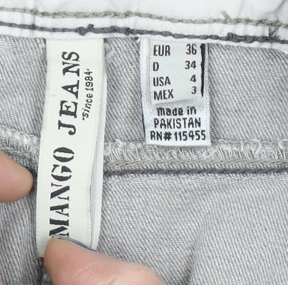 Mango Jeans Women Grey Denim Straight Skirt Size 8 Cotton Blend