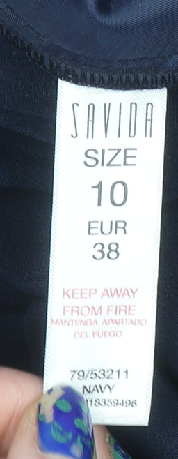 Savida Women's Navy Blue Slim Trousers Size 10 Polyester Blend