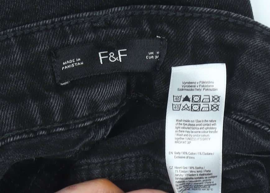 F&F Womens Black Skinny Stretch Jeans Size 19 Slim Fit Denim