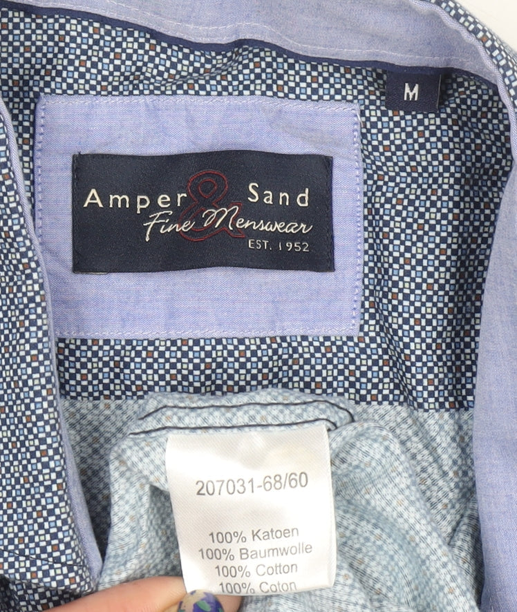 Amper & Sand Men's Blue Cotton Long Sleeve Button-Up Shirt M