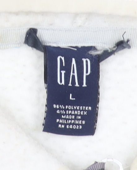 GAP Women Ivory Full Zip Fleece Hoodie Size L Polyester Blend