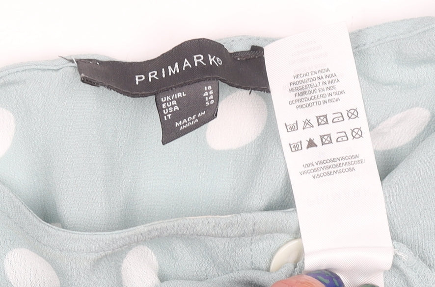 Primark Women’s Blue Polka Dot Cropped Blouse Size 18 Viscose