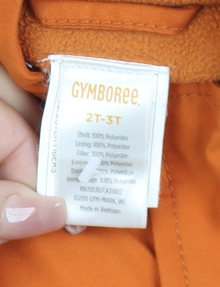 Gymboree Boys Orange 2-3 Years Hooded Puffer Jacket Winter Coat