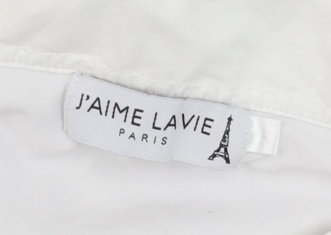 J'aime Lavie Women’s White Cowl Neck 3/4 Sleeve Stretch Blouse M