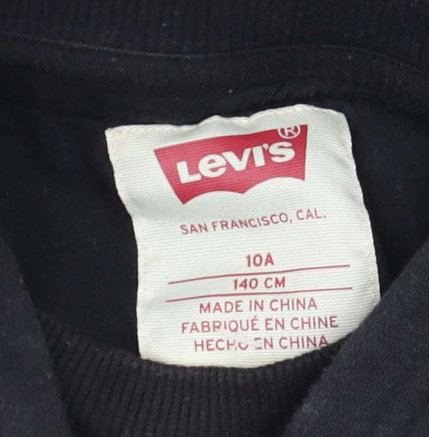 Levi's Boys Black Pullover Hoodie 10 Years Cotton Fleece Logo Design
