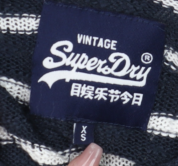Superdry Womens Blue White Striped Knit Pullover Jumper XS