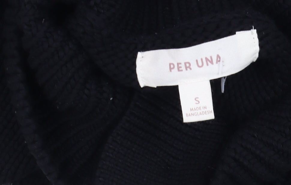 Marks & Spencer Per Una Women's Black Striped High Neck Jumper Size S