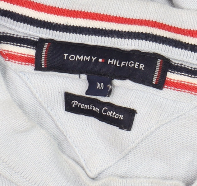 Tommy Hilfiger Men's Blue V-Neck Cotton Jumper M