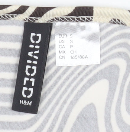 H&M Divided Women's Multicoloured Cropped Halter Zebra Print Tank Top Size S