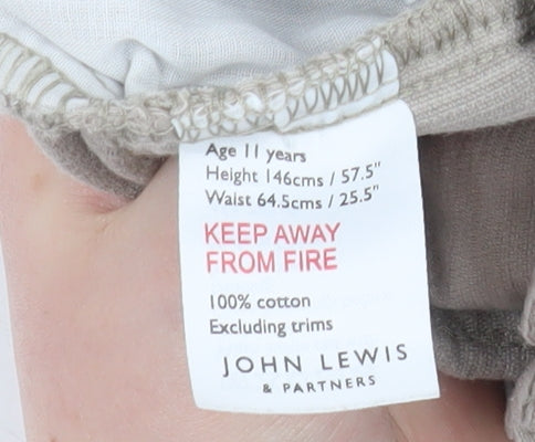John Lewis Boys Beige Corduroy Chino Trousers 11 Years Elastic Waist