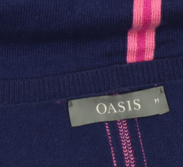 Oasis Women Multicoloured Striped Crew Neck Cotton Blend Jumper M