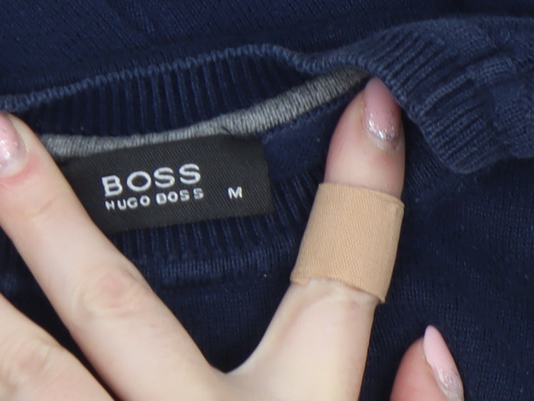 Hugo Boss Men’s Blue Cotton Crew Neck Pullover Jumper Size M