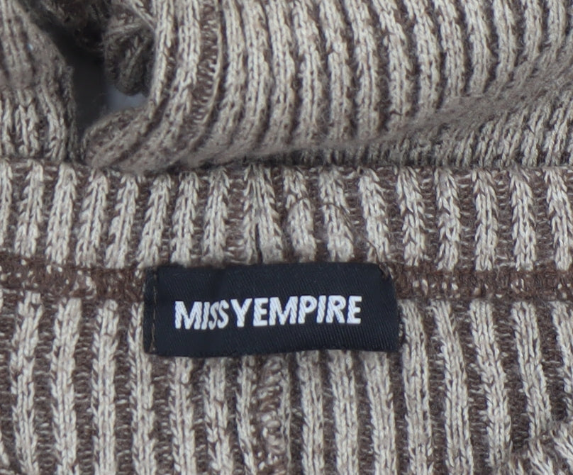 Missy Empire Women Beige XS Flared Knit Stretch Trousers