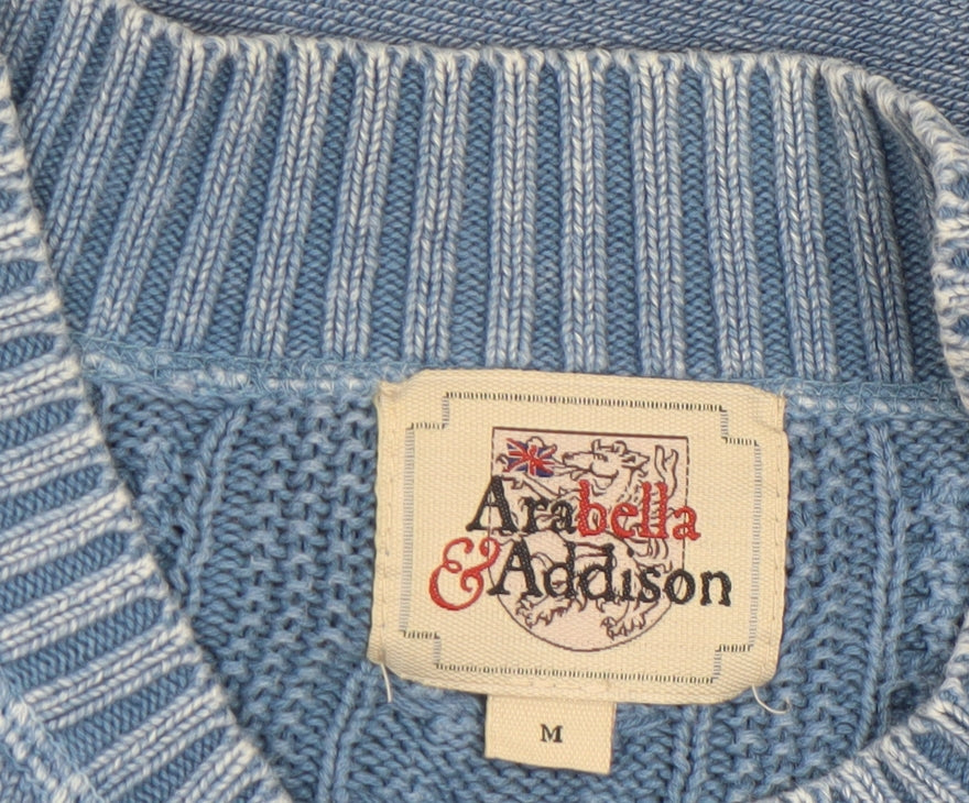 Arabella & Addison Womens Blue Cable Knit Full Zip Cotton Jumper M
