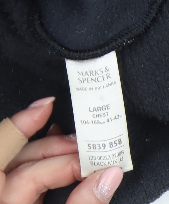 Marks & Spencer Men's Black Mix Fleece Full Zip Jacket L