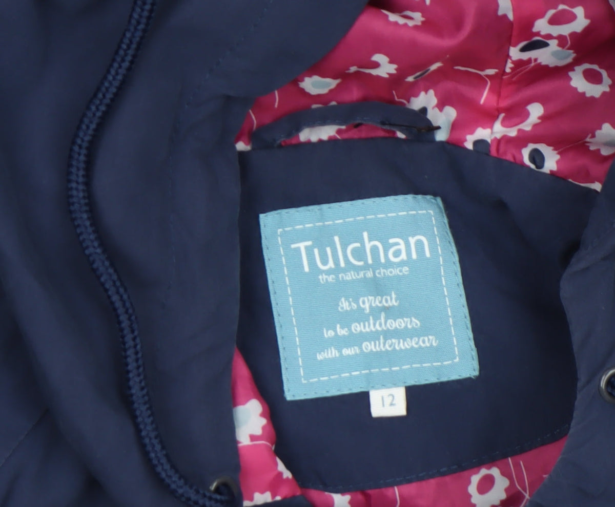 Tulchan Womens Blue Waterproof Hooded Rain Jacket Size 12