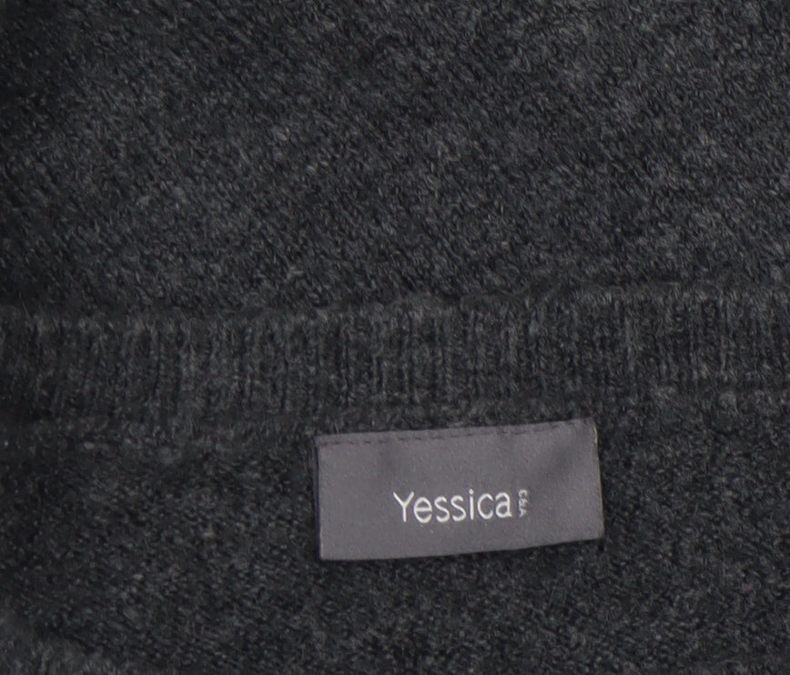 Yessica Women Grey Sequin Pullover Jumper Size M Crew Neck Knit