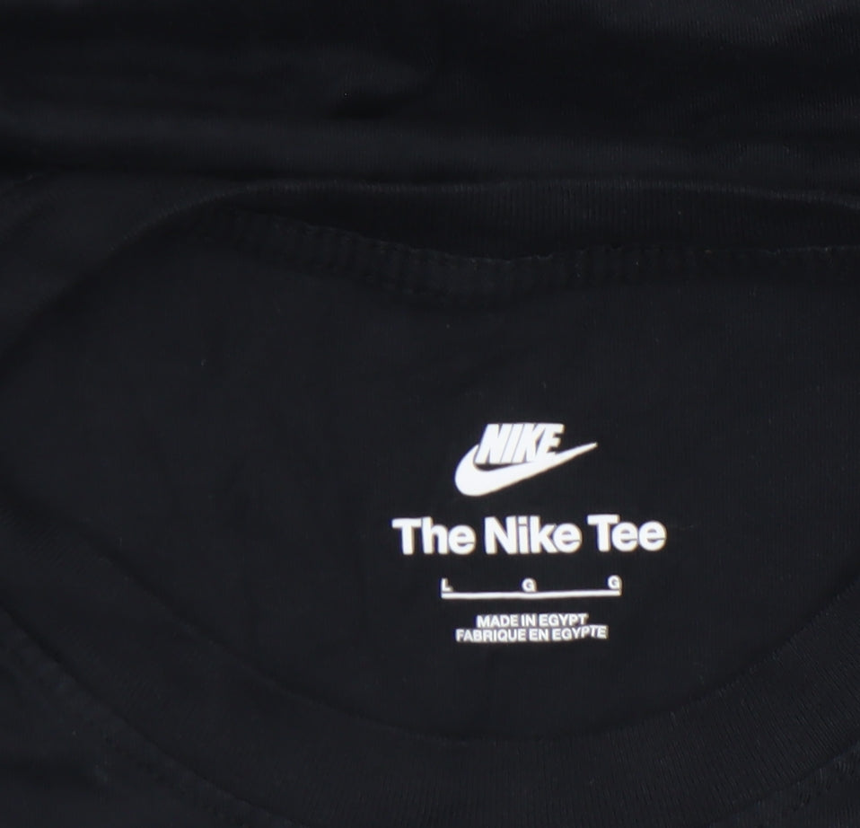 Nike Men's Black Cotton Sports T-Shirt L Regular Fit
