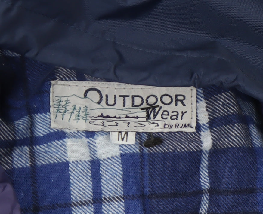 Outdoor Wear by RJM Men's Blue Purple Hooded Parka Jacket M Nylon Waterproof