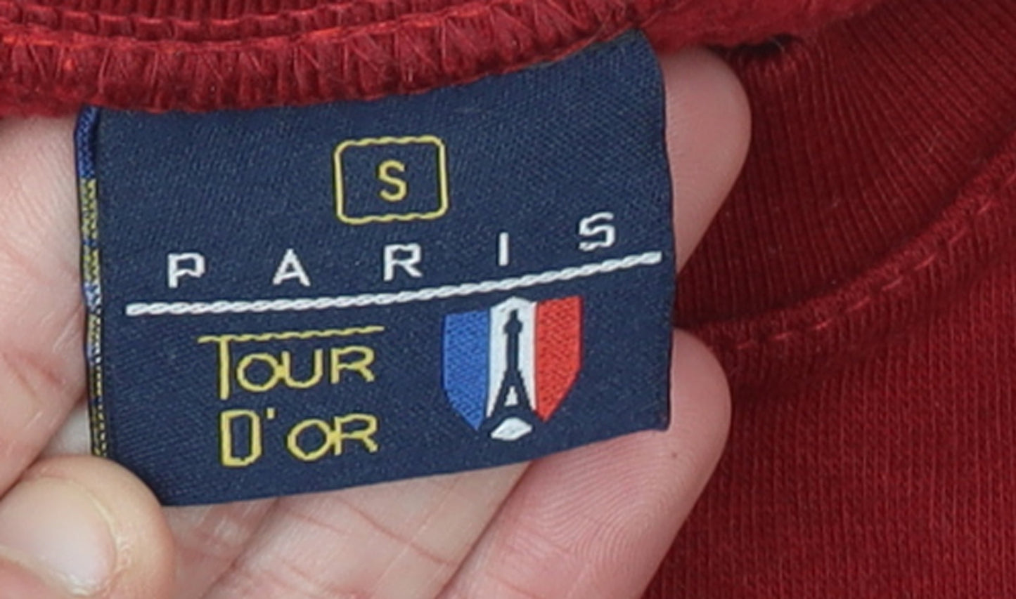 Paris Tour D'Or Red Crew Neck Sweatshirt Women S Paris Print Pullover