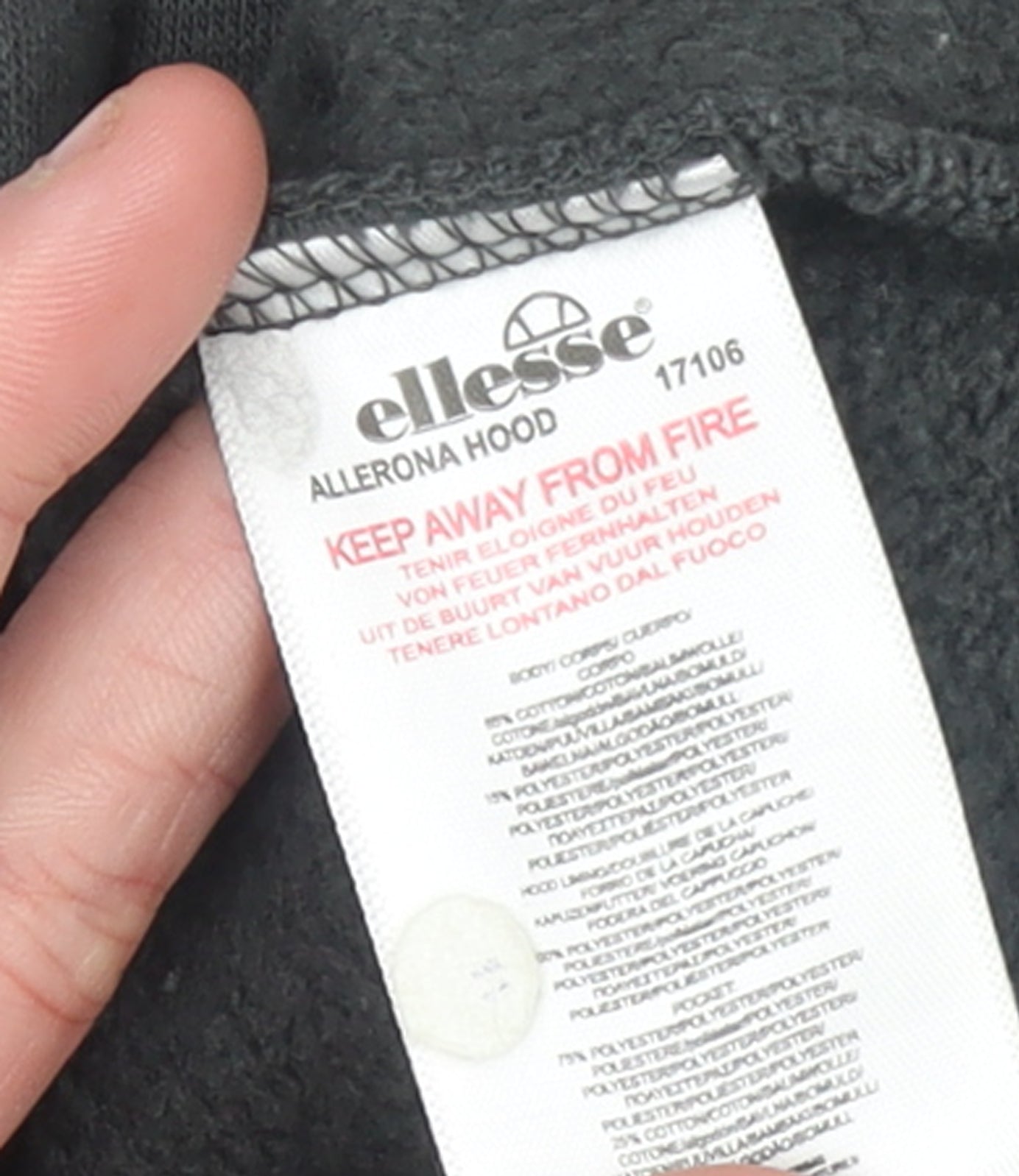 Ellesse Girls Black Hoodie 12-13 Years Pullover Marbled Pocket Cotton Blend