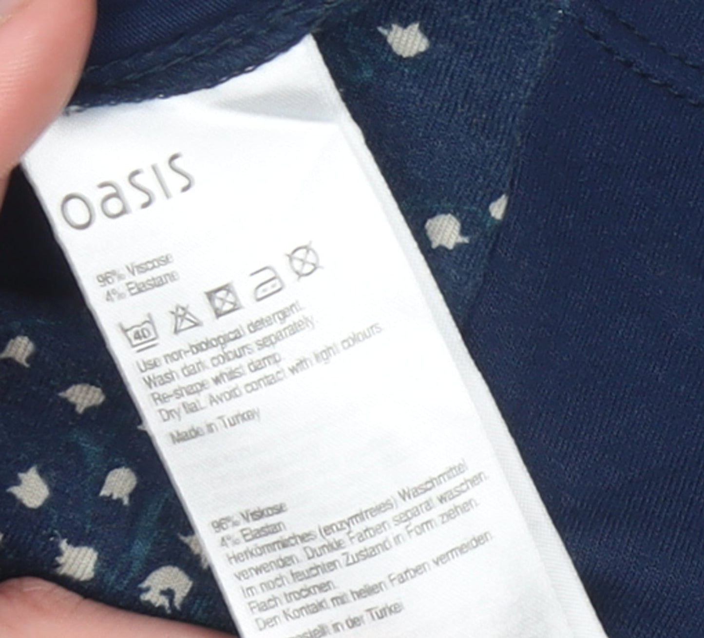 Oasis Women’s Blue Animal Print Shift Dress Size S Viscose Blend