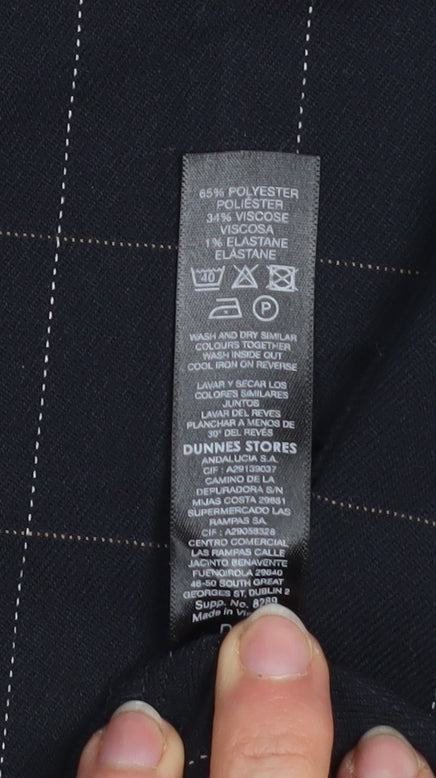 Dunnes Women's Black Check Trousers Size 14 Regular Fit Workwear
