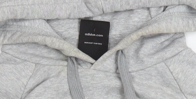 adidas Men Grey Pullover Hoodie L Logo Sports Performance