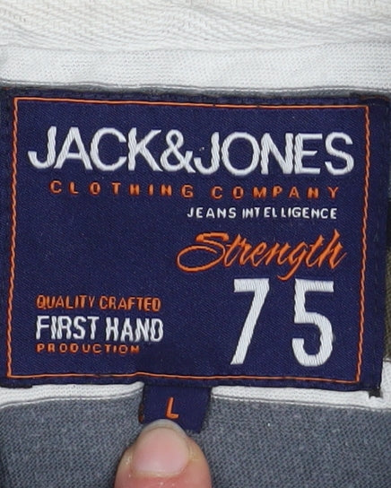 Jack & Jones Men's Multicoloured Striped Polo Shirt Size L