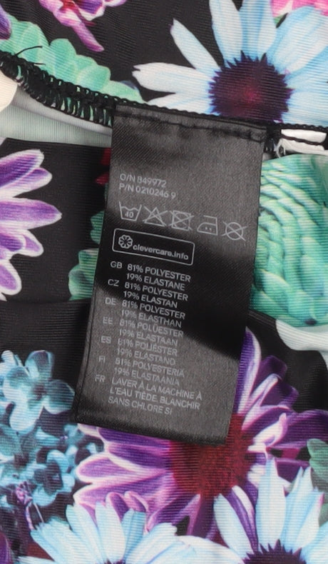 H&M Girls Multicoloured Floral Ankle Leggings Size 14 Years Stretch Polyester Blend