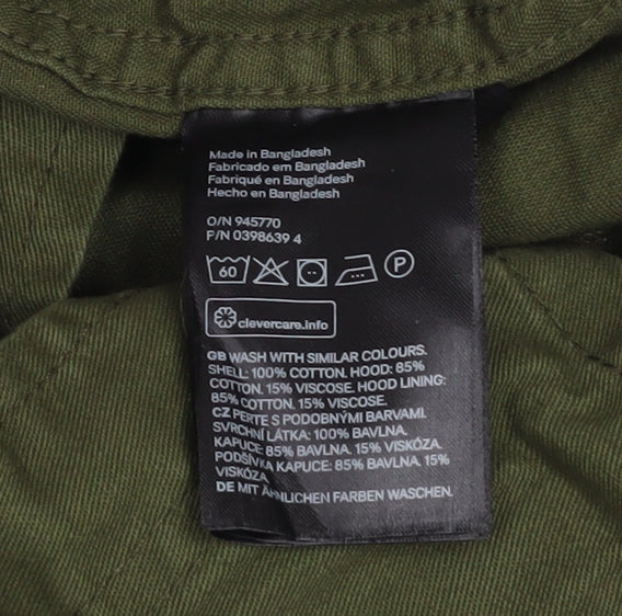 H&M Divided Women’s Green Cotton Military Hooded Jacket Size 10