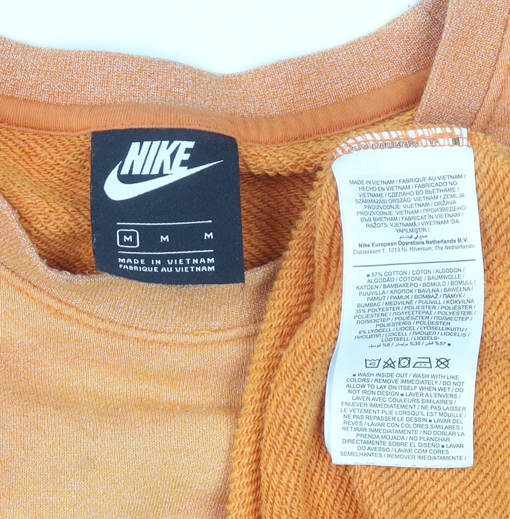 Nike Men's Orange Pullover Sweatshirt M Crew Neck Logo Sportswear