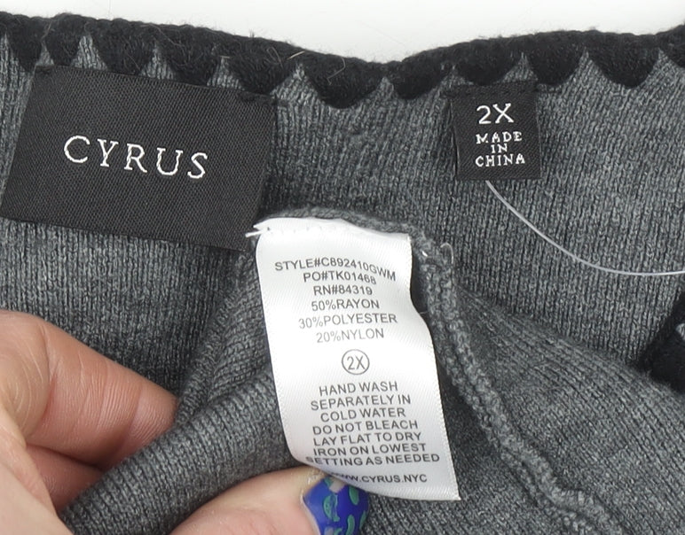 Cyrus Womens Grey 2XL Button Knit Cardigan With Pockets