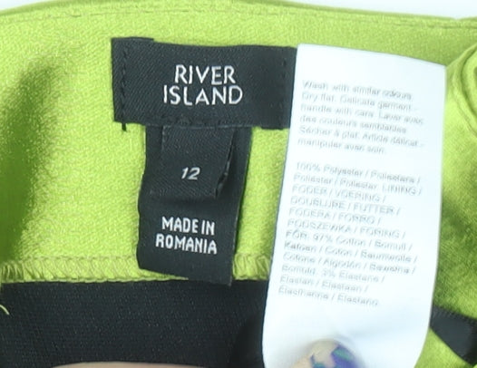 River Island Womens Green Short Wrap Satin Skirt Size 12