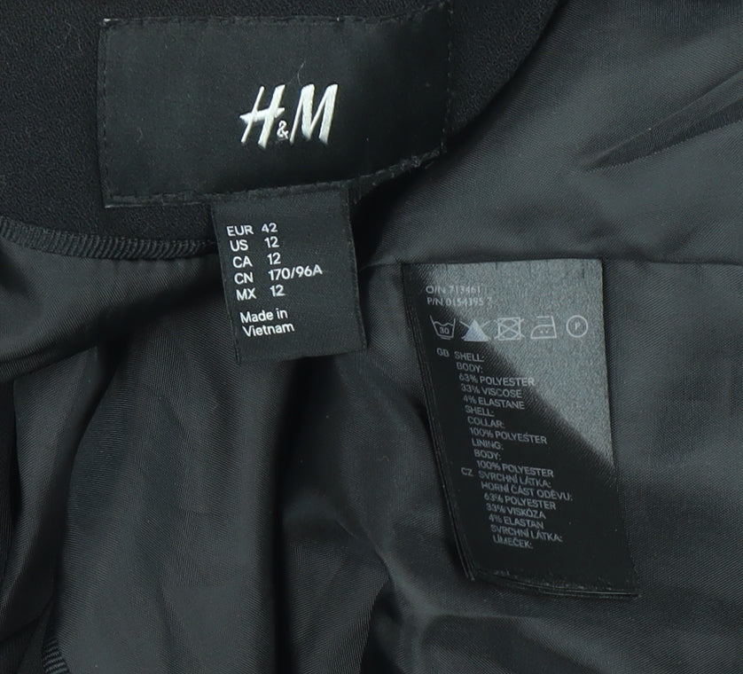 H&M Women Black Size 14 Slim Fit Single-Breasted Blazer