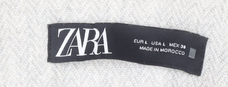 Zara Women Grey Wool Blend Long Zip Coat Size 12 Classic Style